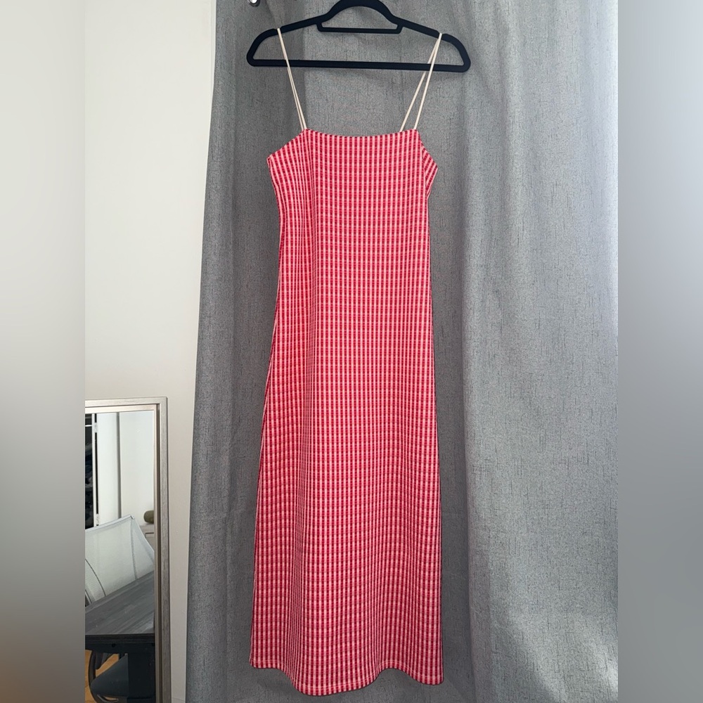 Zara Red and Black Checkered Maxi Dress